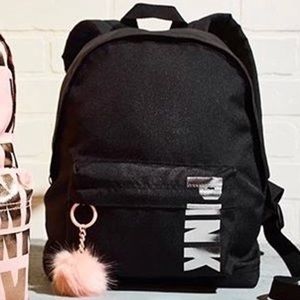 VS PINK MINI BACKPACK WITH POMPOM KEYCHAIN